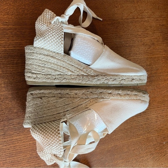 gaimo Ecru Wedge Lace Up Ivory Espadrilles 37 - Picture 6 of 13